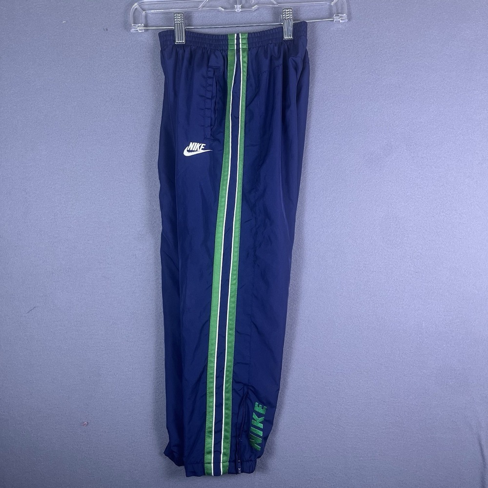 Vintage 90s Nike Track Pants Navy Blue Lined Side Zip Youth 7 Y2K